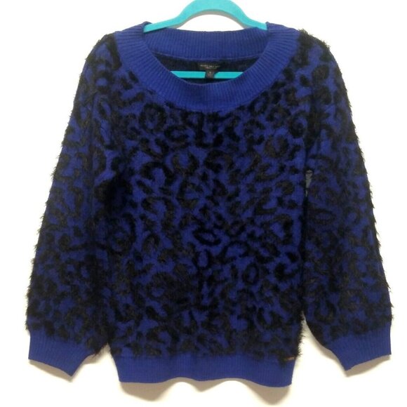 Marc New York sweater pullover Womens M blue black eyelash soft beautiful EUC - Picture 1 of 8